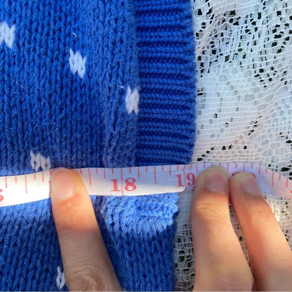 Vintage The Villager blue white knit cardigan sweater vest stripe M as is - Picture 15 of 16